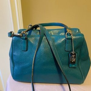 Coach Madison mini satchel. Blue. Scuff/discolouration on corners of bag.